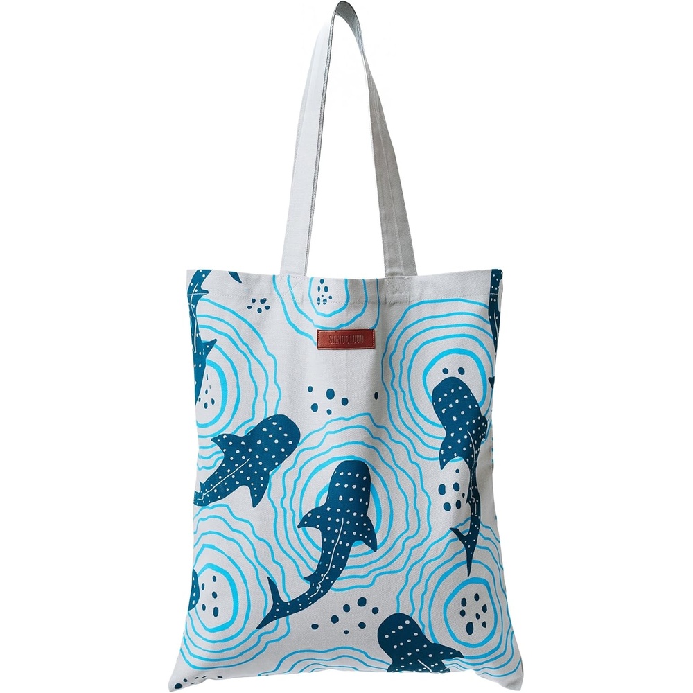 image:imageSand Cloud Canvas Beach Tote Bags for WomenShark Ripples Everyday Tote
