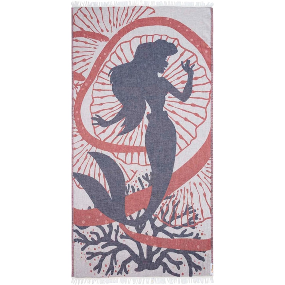 image:imageSand Cloud Turkish Beach Towel Disney Scallop Mermaid 100 Certified Organic Turkish Cotton Yarn Quick Dry Towel for Beach Picnic Blanket or Bath As Seen on Shark Tank