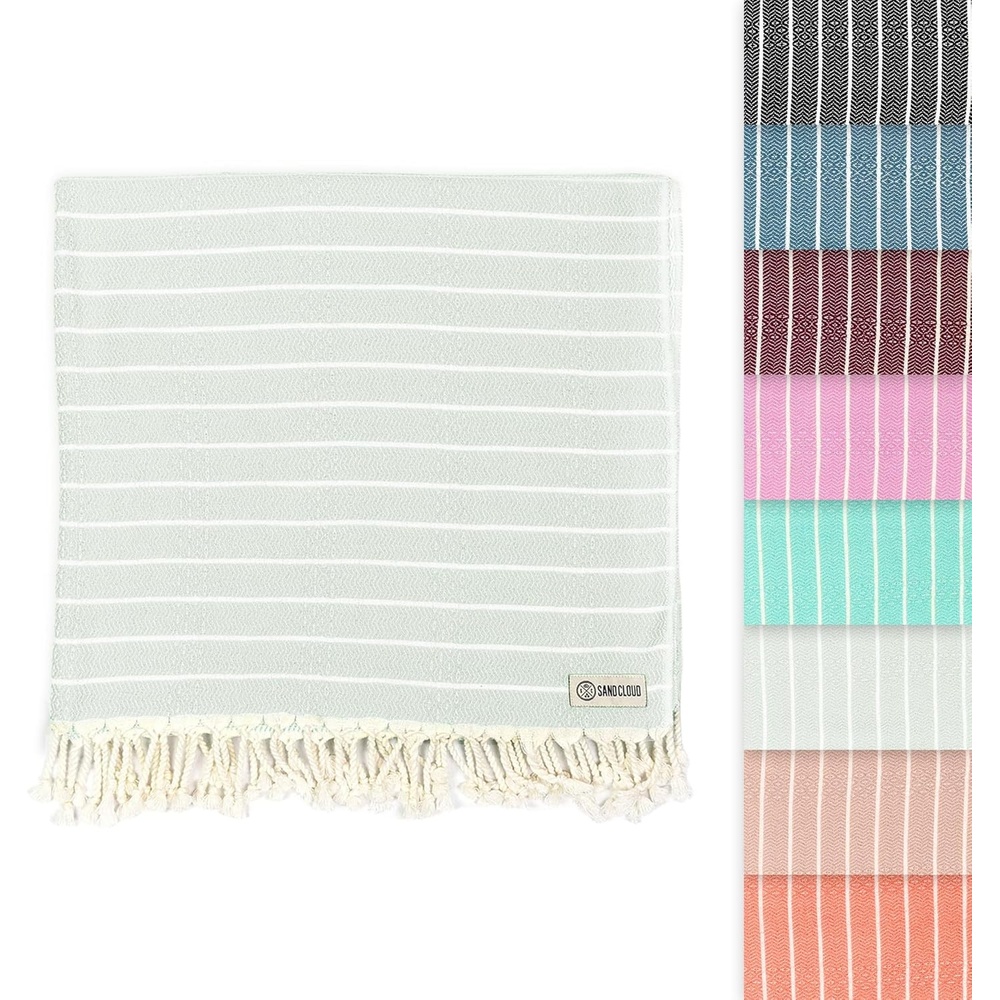 image:imageSand Cloud Turkish Beach Towel Sand Resistant 100 Certified Organic Turkish Towel Quick Dry Towel for Beach Picnic Blanket or Bath Towel As Seen on Shark Tank Gocek DenimSage Green
