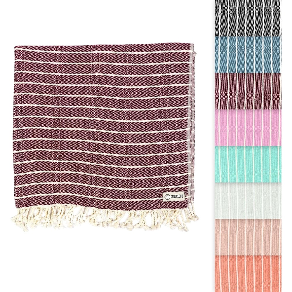 image:imageSand Cloud Turkish Beach Towel Sand Resistant 100 Certified Organic Turkish Towel Quick Dry Towel for Beach Picnic Blanket or Bath Towel As Seen on Shark Tank Gocek DenimBurgundy