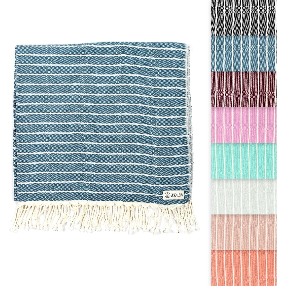 image:imageSand Cloud Turkish Beach Towel Sand Resistant 100 Certified Organic Turkish Towel Quick Dry Towel for Beach Picnic Blanket or Bath Towel As Seen on Shark Tank Gocek DenimDenim