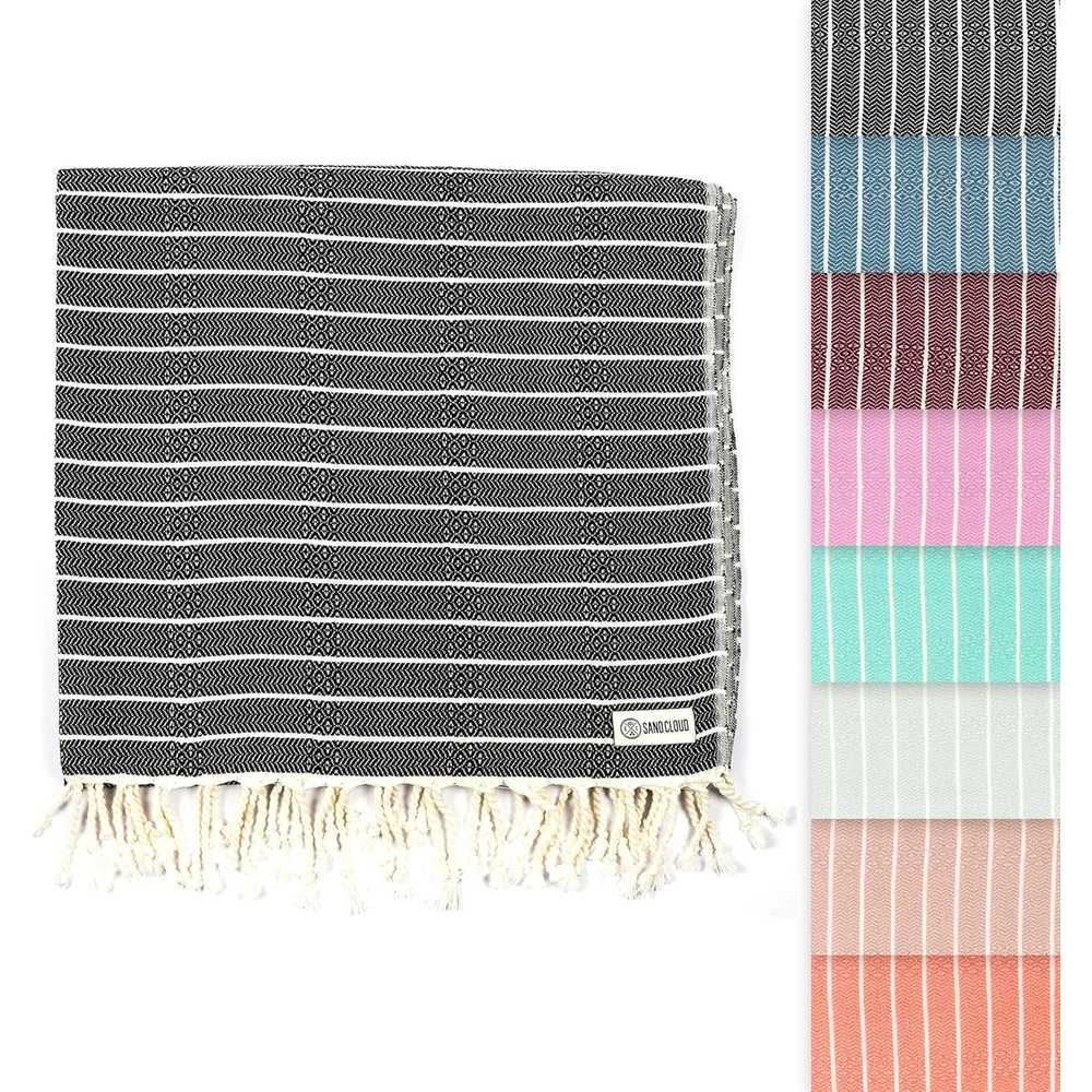 image:imageSand Cloud Turkish Beach Towel Sand Resistant 100 Certified Organic Turkish Towel Quick Dry Towel for Beach Picnic Blanket or Bath Towel As Seen on Shark Tank Gocek DenimBlack