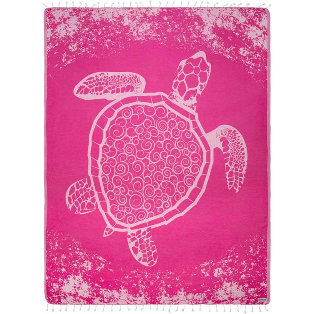 image:imageSand Cloud Turkish Beach Towel  Sand Resistant  100 Organic Turkish Cotton Yarn  Quick Dry Towel for Beach Picnic Blanket or Bath  As Seen on Shark Tank  Marine Life Emperor PenguinCrush Turtle Fuschia