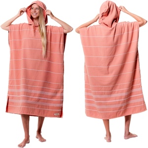 Sand Cloud Beach Cover Up for Women – Bathing Suit & Swimsuit Cover-Up Womens Poncho with Comfortable Fit for Post Swim(Classic Stripe Hooded – Dusty Pink)