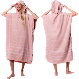 Sand Cloud Beach Cover Up for Women – Bathing Suit & Swimsuit Cover-Up Womens Poncho with Comfortable Fit for Post Swim(Classic Stripe Hooded – Misty Rose)