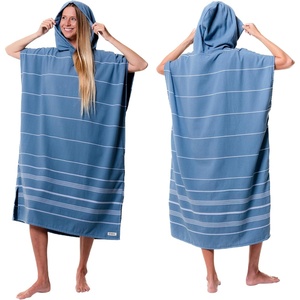 Sand Cloud Beach Cover Up for Women – Bathing Suit & Swimsuit Cover-Up Womens Poncho with Comfortable Fit for Post Swim(Classic Stripe Hooded – Slate Blue)