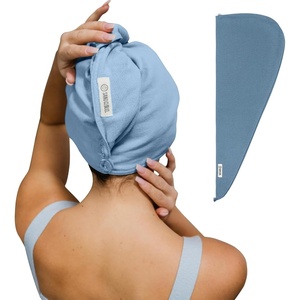 Sand Cloud Hair Towel Wrap for Women & Men, (Sand, Classic) – 100% Turkish Cotton Quick Hair Drying Towel Wrap – Absorbent Half Terry Weave Hair Plop Head Towel Wrap with Binding Edge(Slate Blue)