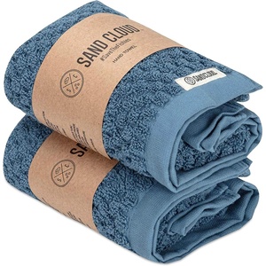 Sand Cloud Turkish Bath Towels for Bathroom, Set of 2 (Atom Blue, Large) – Luxury Soft Linen Turkish Organic Cotton is Luxurious & Absorbent – Premium Shower & Bathroom Towels Dry Faster(Atom – Slate Blue)
