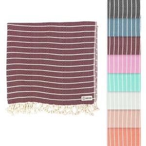 Sand Cloud Turkish Beach Towel – Sand Resistant – 100% Certified Organic Turkish Towel – Quick Dry Towel for Beach, Picnic, Blanket or Bath Towel – As Seen on Shark Tank – Gocek (Denim)(Burgundy)