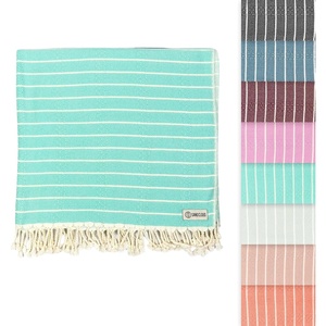 Sand Cloud Turkish Beach Towel – Sand Resistant – 100% Certified Organic Turkish Towel – Quick Dry Towel for Beach, Picnic, Blanket or Bath Towel – As Seen on Shark Tank – Gocek (Denim)(Mint)