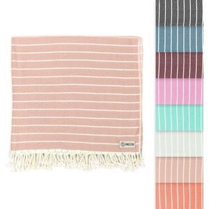Sand Cloud Turkish Beach Towel – Sand Resistant – 100% Certified Organic Turkish Towel – Quick Dry Towel for Beach, Picnic, Blanket or Bath Towel – As Seen on Shark Tank – Gocek (Denim)(Beige)