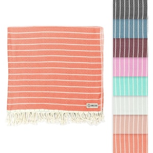 Sand Cloud Turkish Beach Towel – Sand Resistant – 100% Certified Organic Turkish Towel – Quick Dry Towel for Beach, Picnic, Blanket or Bath Towel – As Seen on Shark Tank – Gocek (Denim)(Coral)