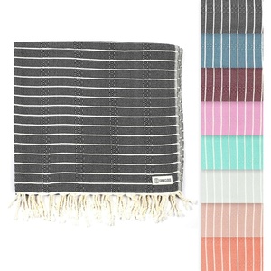 Sand Cloud Turkish Beach Towel – Sand Resistant – 100% Certified Organic Turkish Towel – Quick Dry Towel for Beach, Picnic, Blanket or Bath Towel – As Seen on Shark Tank – Gocek (Denim)(Black)