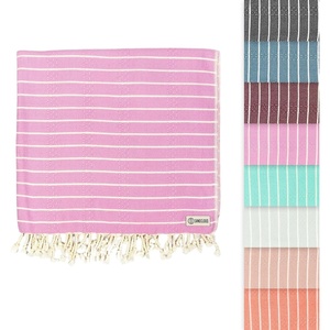Sand Cloud Turkish Beach Towel – Sand Resistant – 100% Certified Organic Turkish Towel – Quick Dry Towel for Beach, Picnic, Blanket or Bath Towel – As Seen on Shark Tank – Gocek (Denim)(Pink)