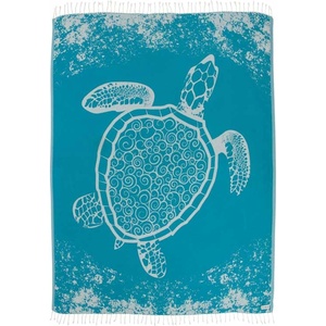 Sand Cloud Turkish Beach Towel – Sand Resistant – 100% Organic Turkish Cotton Yarn – Quick Dry Towel for Beach, Picnic, Blanket or Bath – As Seen on Shark Tank – Marine Life (Emperor Penguin)(Crush Turtle Teal)