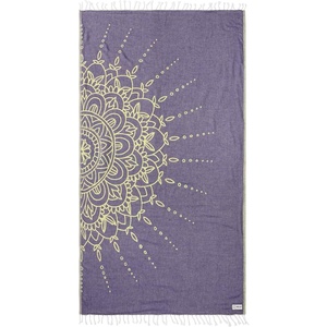 Sand Cloud Turkish Beach Towel – Sand Resistant – 100% Organic Turkish Cotton Yarn – Quick Dry Towel for Beach, Picnic Blanket or Throw – As Seen on Shark Tank – Tie Dye (Luna)(Flower Mandala Grape)