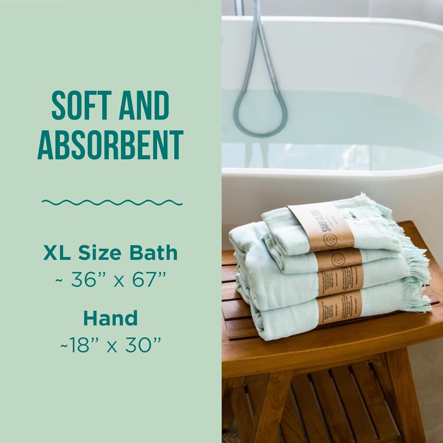 image:imageSand Cloud Turkish Bath Towels Bundle for Bathroom Set of 4 Classic Navy Large Size 100 Certified Organic Cotton Yarn is Lightweight Soft amp Absorbent Premium Bath amp Hand Towels Dry FasterTerra Seaglass