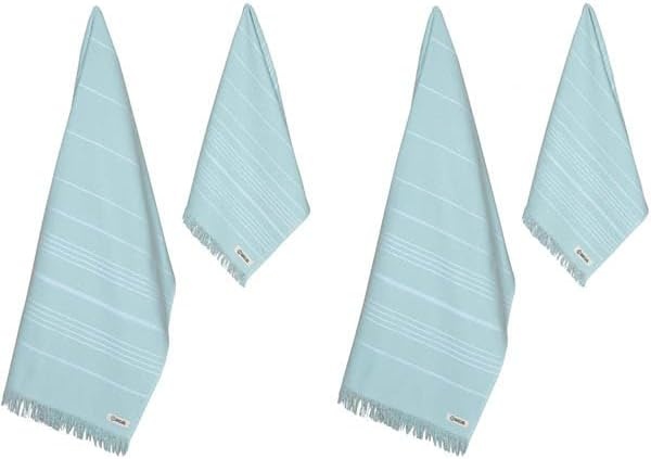 image:imageSand Cloud Turkish Bath Towels Bundle for Bathroom Set of 4 Classic Navy Large Size 100 Certified Organic Cotton Yarn is Lightweight Soft amp Absorbent Premium Bath amp Hand Towels Dry FasterClassic Seaglass