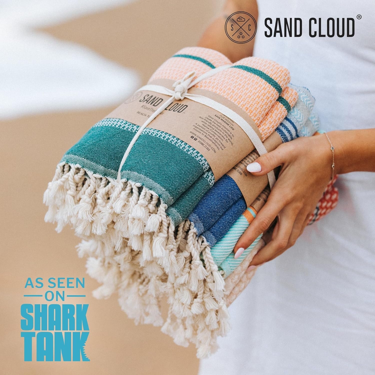 image:imageSand Cloud Turkish Beach Towel 100 Organic Cotton Turkish Bath Towels Ultra Soft Sand Resistant amp Quick Dry Towel for Beach or Pool As Seen on Shark Tank Cali Dobby 4 Pack AssortedCali Dobby Bundle