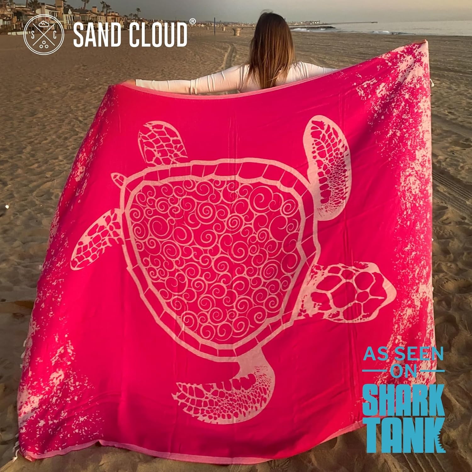 image:imageSand Cloud Turkish Beach Towel Sand Resistant 100 Organic Turkish Cotton Yarn Quick Dry Towel for Beach Picnic Blanket or Bath Towel As Seen on Shark Tank Marine Life Whale SharkCrush Turtle Fuschia