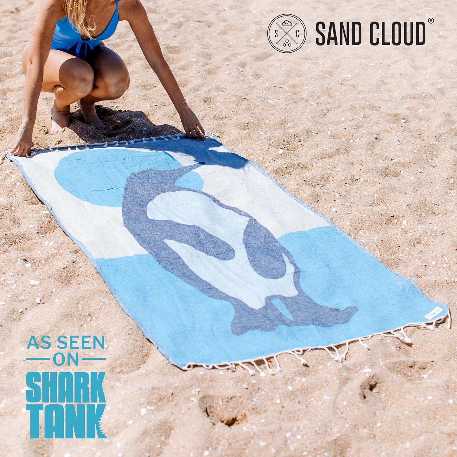 image:imageSand Cloud Turkish Beach Towel Sand Resistant 100 Organic Turkish Cotton Yarn Quick Dry Towel for Beach Picnic Blanket or Bath Towel As Seen on Shark Tank Marine Life Whale SharkEmperor Penguin