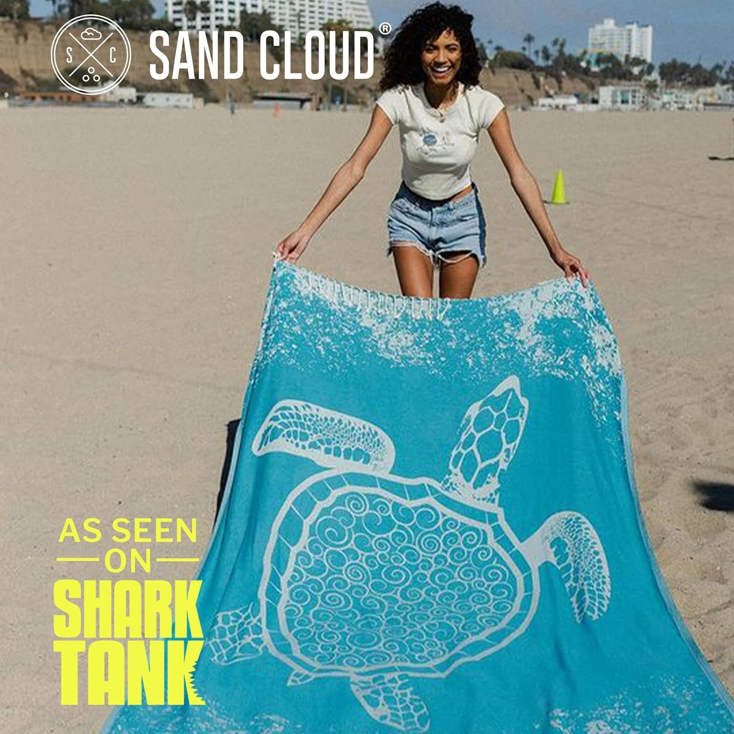 image:imageSand Cloud Turkish Beach Towel Sand Resistant 100 Organic Turkish Cotton Yarn Quick Dry Towel for Beach Picnic Blanket or Bath Towel As Seen on Shark Tank Marine Life Whale SharkCrush Turtle Teal
