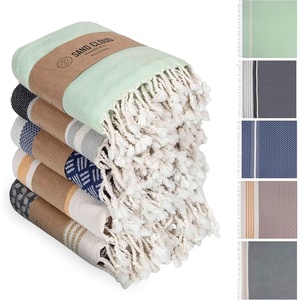 Sand Cloud Turkish Beach Towel – 100% Organic Cotton Turkish Bath Towels – Ultra Soft, Sand Resistant & Quick Dry Towel for Beach or Pool – As Seen on Shark Tank – Cali Dobby (4 Pack Assorted)(Del Mar Bundle)