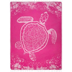 Sand Cloud Turkish Beach Towel – Sand Resistant – 100% Organic Turkish Cotton Yarn – Quick Dry Towel for Beach, Picnic, Blanket or Bath Towel – As Seen on Shark Tank – Marine Life (Whale Shark)(Crush Turtle Fuschia)